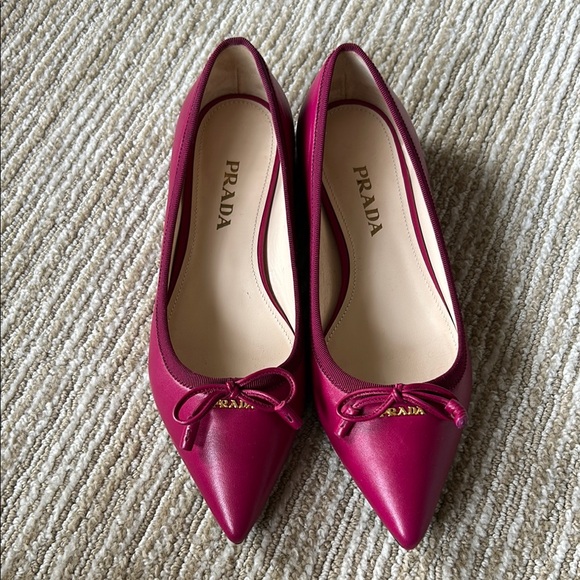 Prada Pink Leather Flats size 37 - Picture 1 of 4